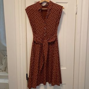 Boden Tie Waist Jersey Shirt Dress